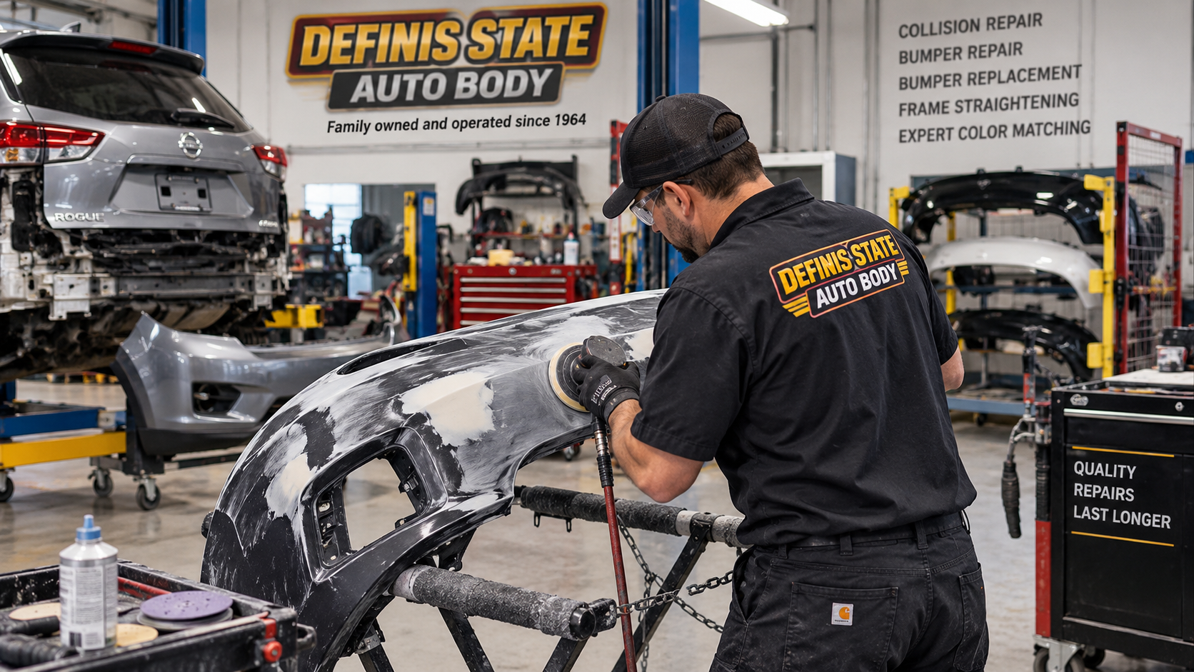 Auto Body Repair Shop 19137 Bridesburg Port Richmond by Definis Auto Body. Collision repair, dent repair, bumper repair, paint refinishing, insurance claim assistance and FREE Estimates near I-95, State Road and Torresdale Avenue.