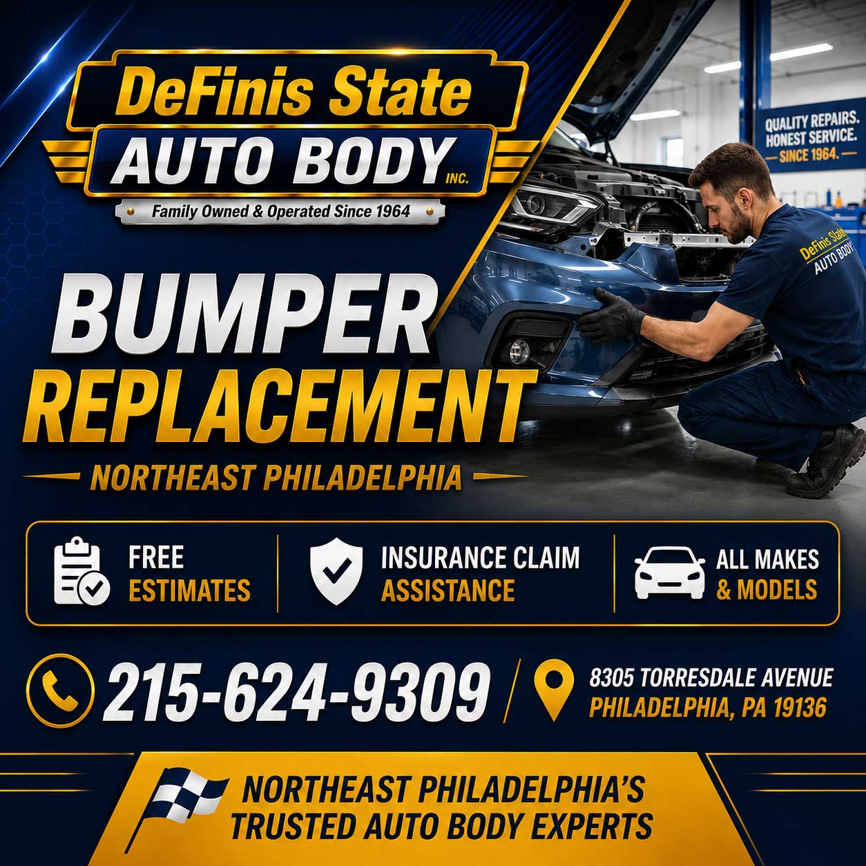 Bumper cover and sensor replacement Bustleton 19115 Northeast Philadelphia
