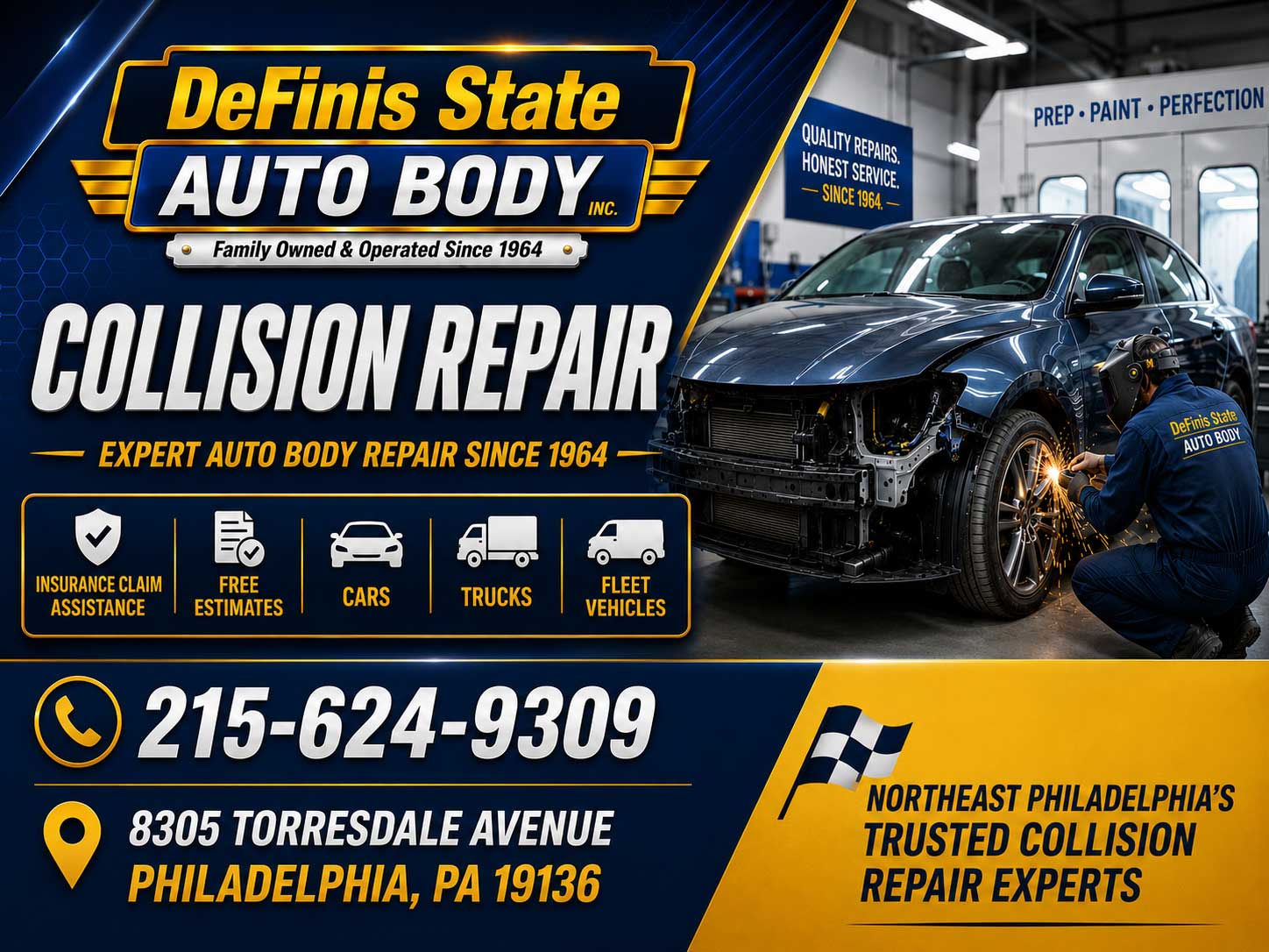 Frame straightening and welding Bustleton 19115 collision repair Philadelphia