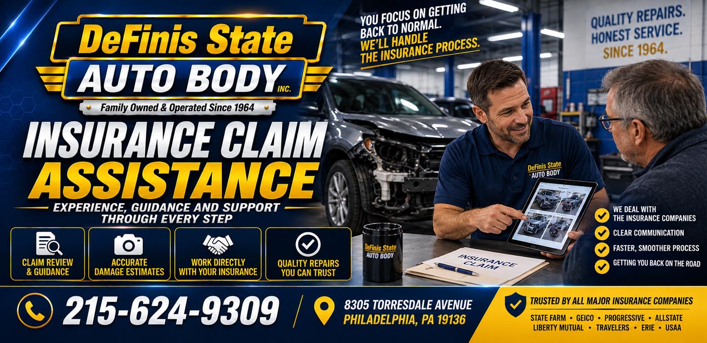 Collision Repair Somerton 19116 auto body shop serving Bustleton 19115, Parkwood 19154 and Northeast Philadelphia with dent repair, bumper replacement, paint matching, frame straightening and insurance claim assistance for cars, trucks and fleet vehicles.